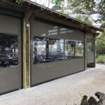 Exterior shades with clear windows